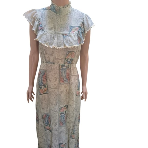 Vintage NancyB 1970 art print Prairie Maxi Dress: boho prairie Victorian Revival - Picture 3 of 8